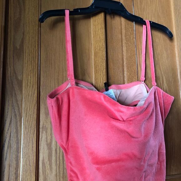 NWT J Crew Pink Coral Cut Out Bandeau Terry Cloth One-Piece Swimsuit - 20 - Picture 4 of 8